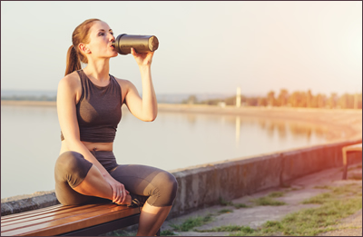 Woman drinking protein shake